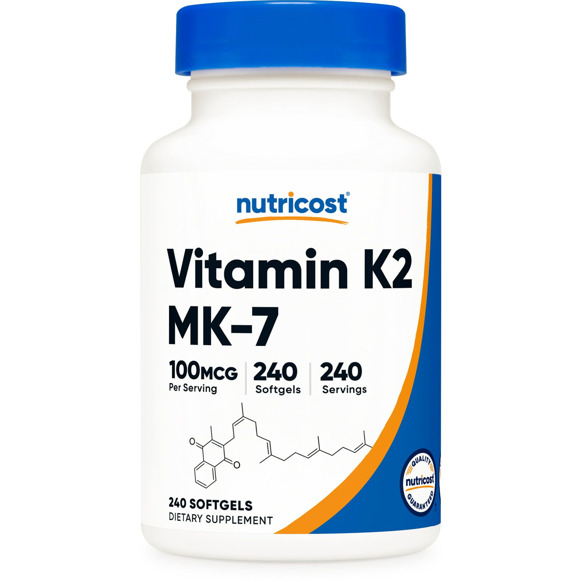 Nutricost Vitamin K2 MK 7 100mcg, 240 Softgels Gluten Free and Non GMO Supplement