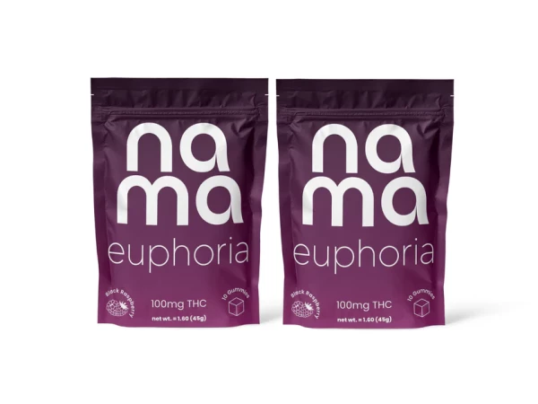 nama Euphoria Black Raspberry Gummies with 10mg THC per gummy - 20 Count