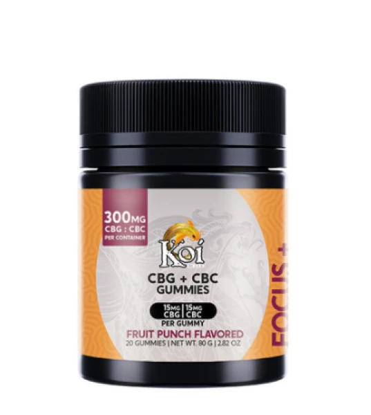 Koi CBG + CBC Gummies, Fruit Punch, THC-Free, 20ct, 300mg CBG + 300mg CBC - 20 Count