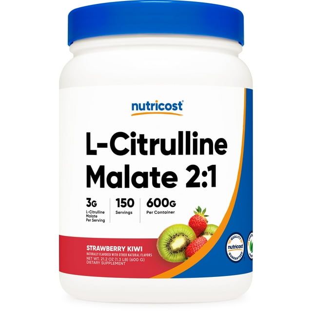 Nutricost L Citrulline Malate 2:1 Powder 600 Grams (Strawberry Kiwi) Pre Workout Supplement