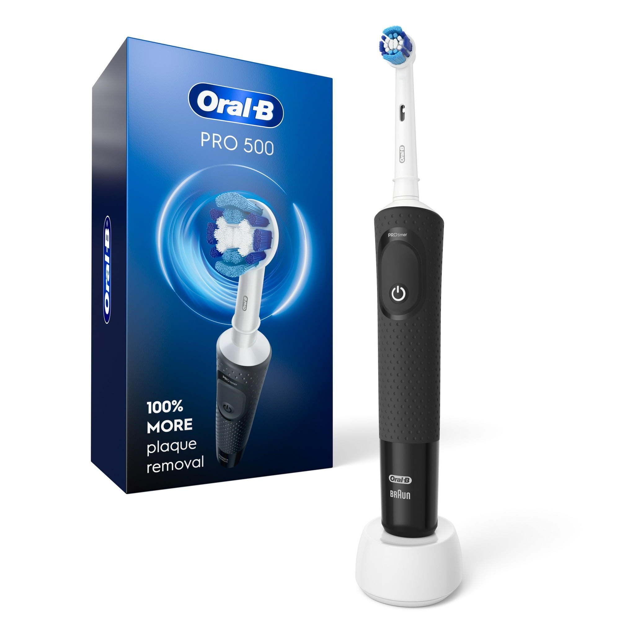 Oral B Pro 500 Electric Toothbrush with (1) Full Brush Head, Black, for Adults & Children 3+