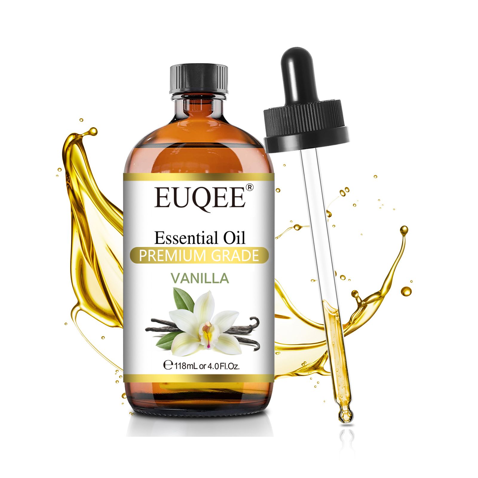 EUQEE 118ML Essential Oils with Glass Dropper|Aromatherapy, Humidifier, DIY Soap Jasmine Eucalyptus Vanilla Peppermint Aroma Oils