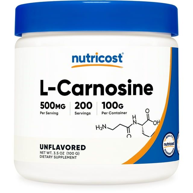 Nutricost L Carnosine Powder 100 Grams (200 Servings) Non GMO Supplement