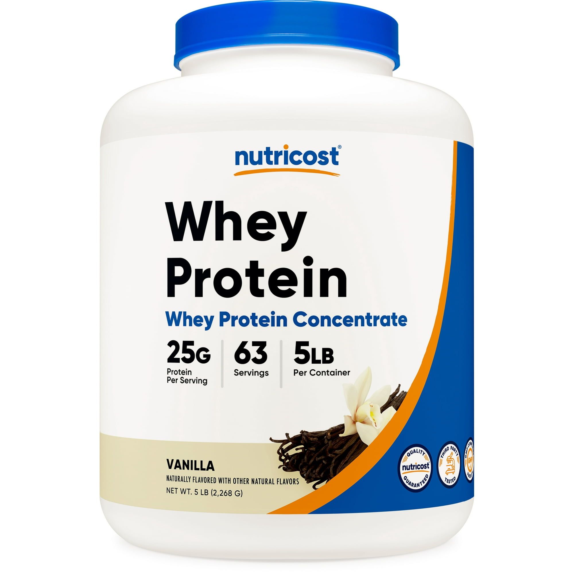 Nutricost Whey Protein Concentrate Powder (Vanilla) 5LBS Gluten Free, Non GMO Supplement