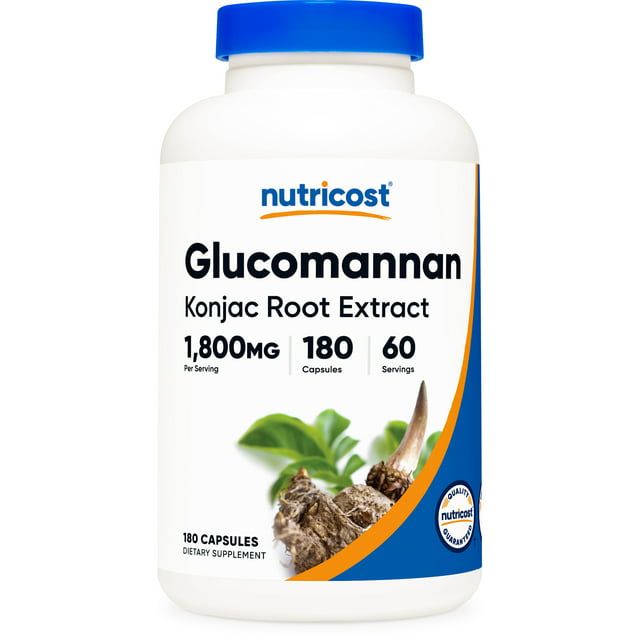 Nutricost Glucomannan 1,800mg Per Serving, 180 Capsules Gluten Free & Non GMO Supplement