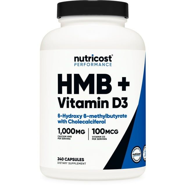 Nutricost HMB (1000mg) and Vitamin D3 (4000 IU) Supplement 240 Capsules, 120 Servings Gluten Free and Non GMO