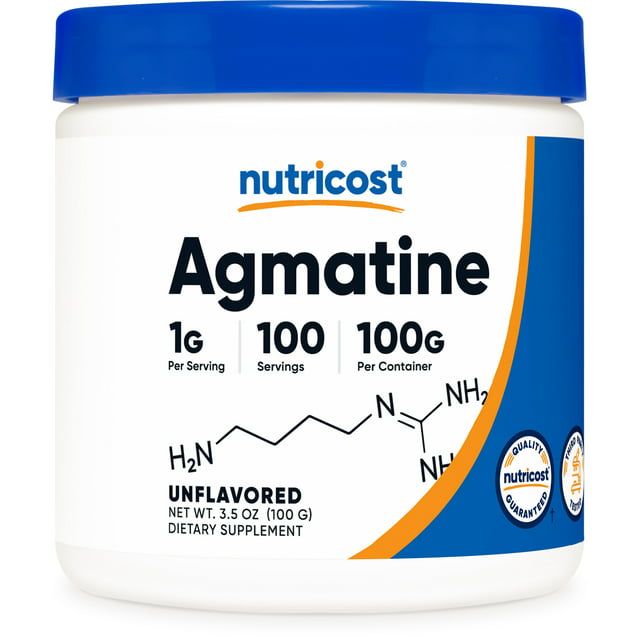 Nutricost Agmatine Powder 100 Grams 100 Servings (Agmatine Sulfate) Supplement