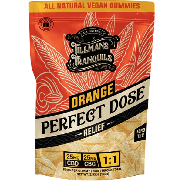 Tillmans Tranquils Relief CBD Gummies - 20 Count - 25mg CBG, 25mg CBD