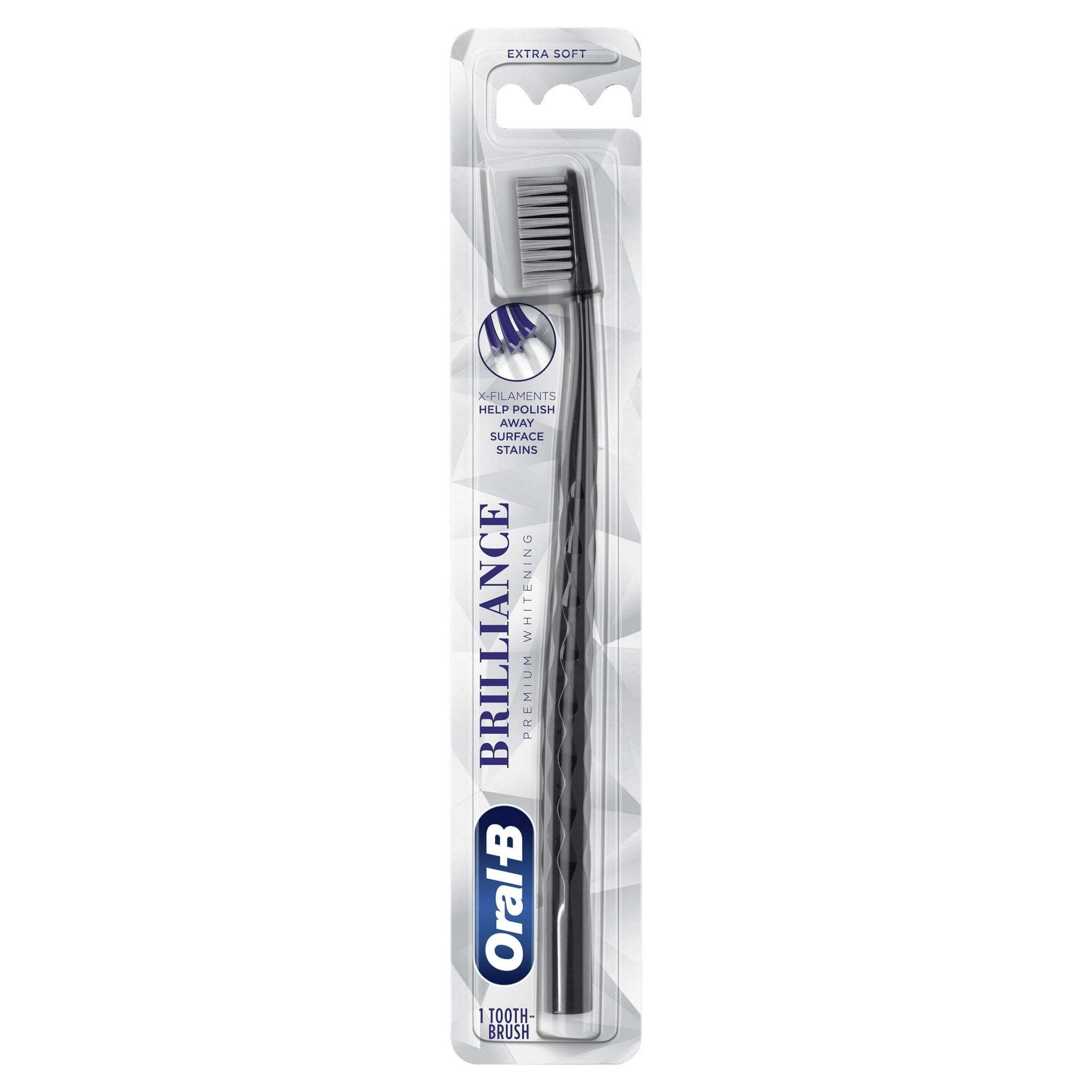Oral B Brilliance Whitening Manual Toothbrush, Extra Soft, Black, 1 Count, for Adults & Children 3+