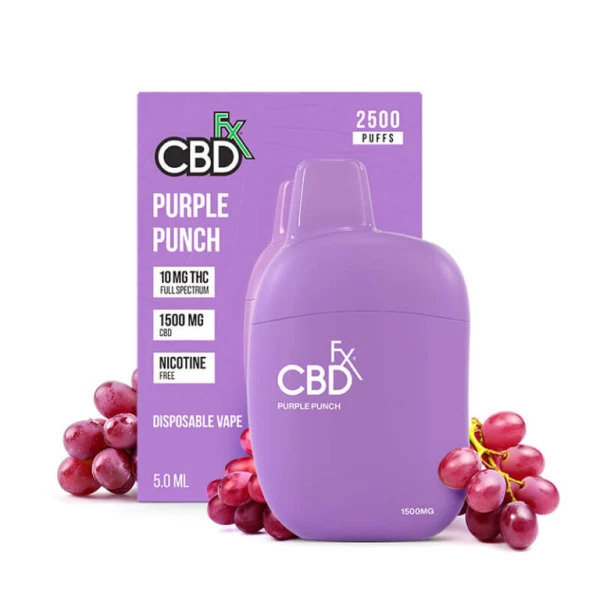 CBDfx Purple Punch Vape Pen 10mg THC + 1500mg CBD - 10 Pack