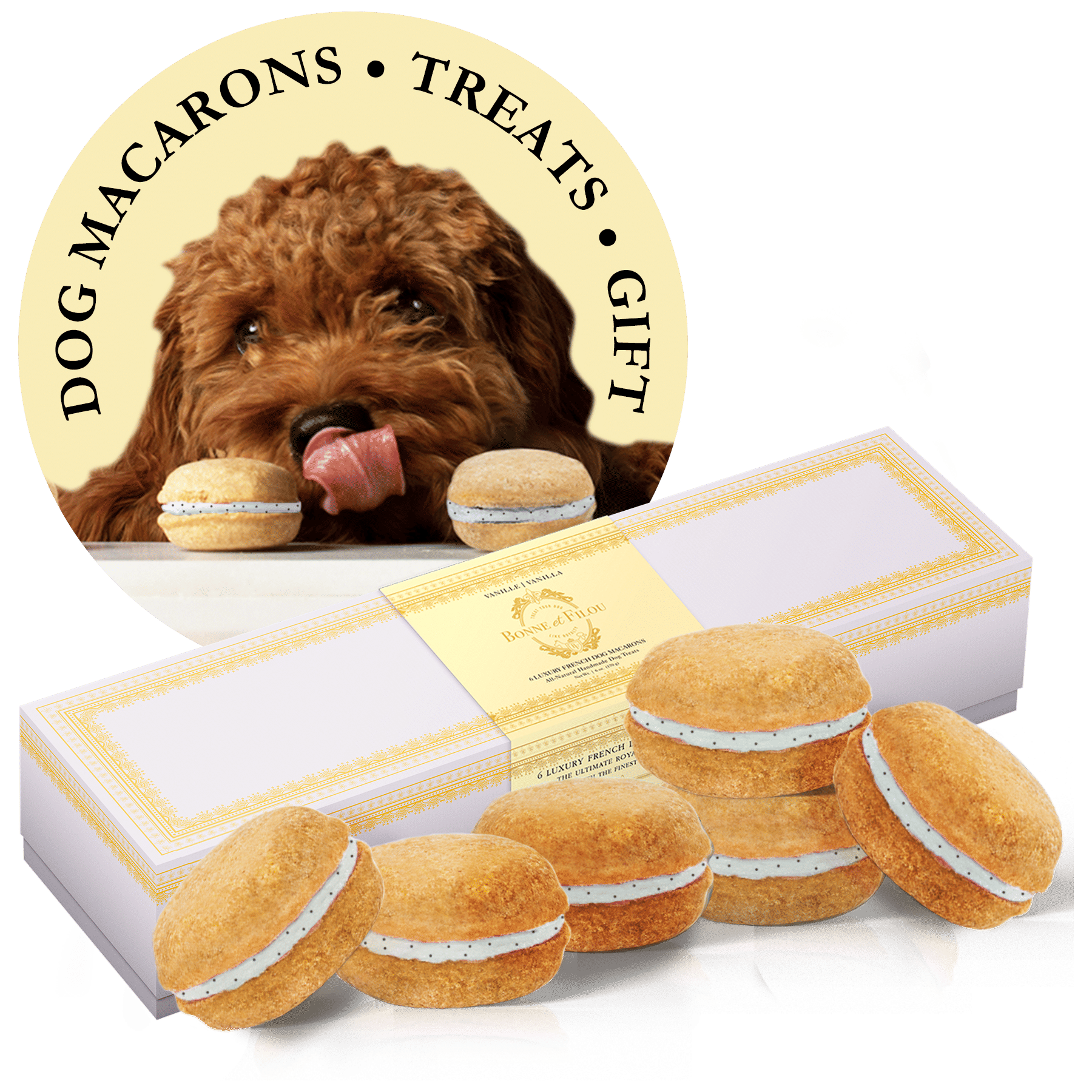 Bonne et Filou Dog Macarons Count of 6 (Dog Treats | Dog Gifts)