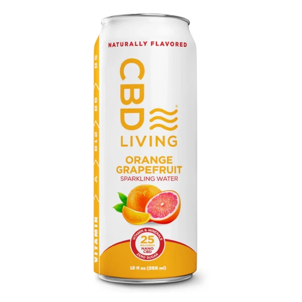 CBD Living CBD Sparkling Water Orange Grapefruit - 12 Pack
