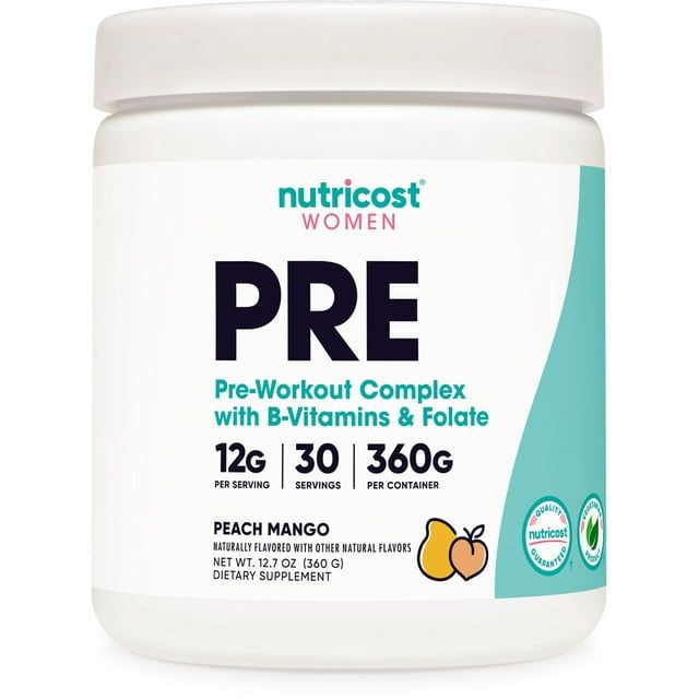 Nutricost Pre Workout Supplement Powder for Women, Peach Mango, 30 Servings