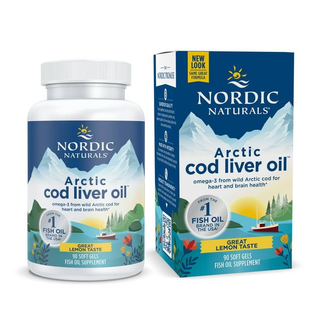 Nordic Naturals Arctic Cod Liver Oil Softgels, 750 Mg, Lemon, Non GMO 90 Ct