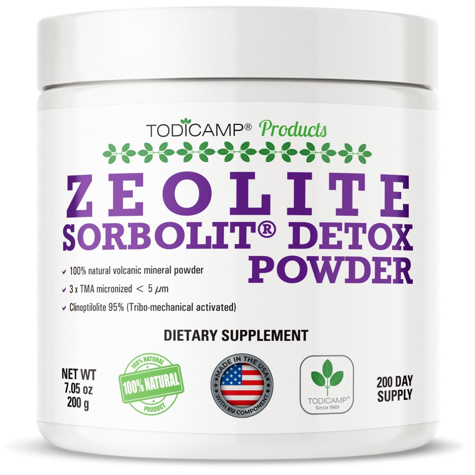 Todicamp Sorbolit Zeolite Detox Powder 7.05oz Clinoptilolite Zeolite Powder Sorbolit 1 2 µm Zeolite Clinoptilolite Powder Supplement for Liver Detox 200 Days Supply
