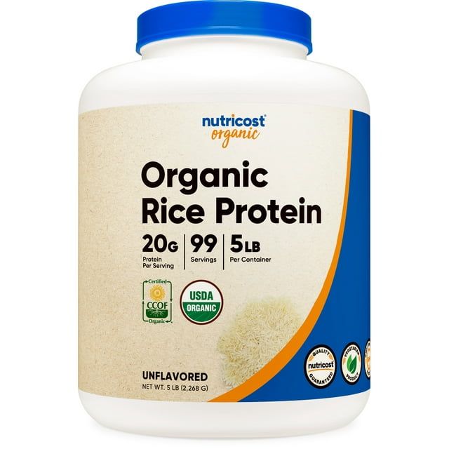 Nutricost Organic Rice Protein Powder 5lbs (Unflavored) Non GMO Supplement