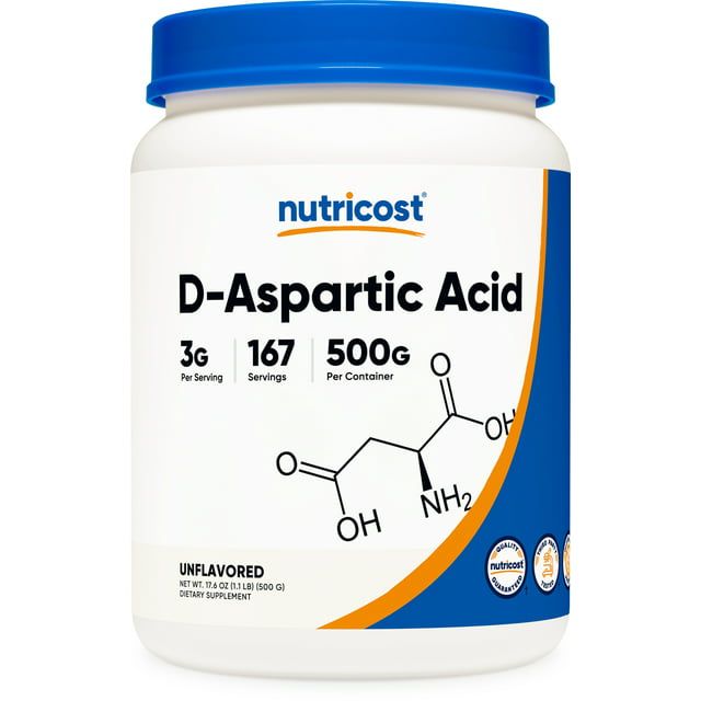 Nutricost D Aspartic Acid (DAA) Powder 500G, 167 Servings DAA Supplement