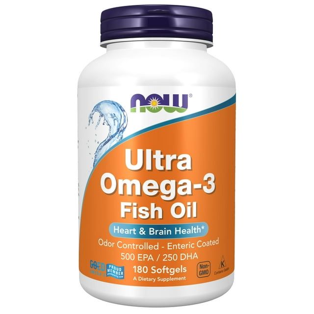 NOW Supplements, Ultra Omega 3 Molecularly Distilled and Enteric Coated, 180 Softgels