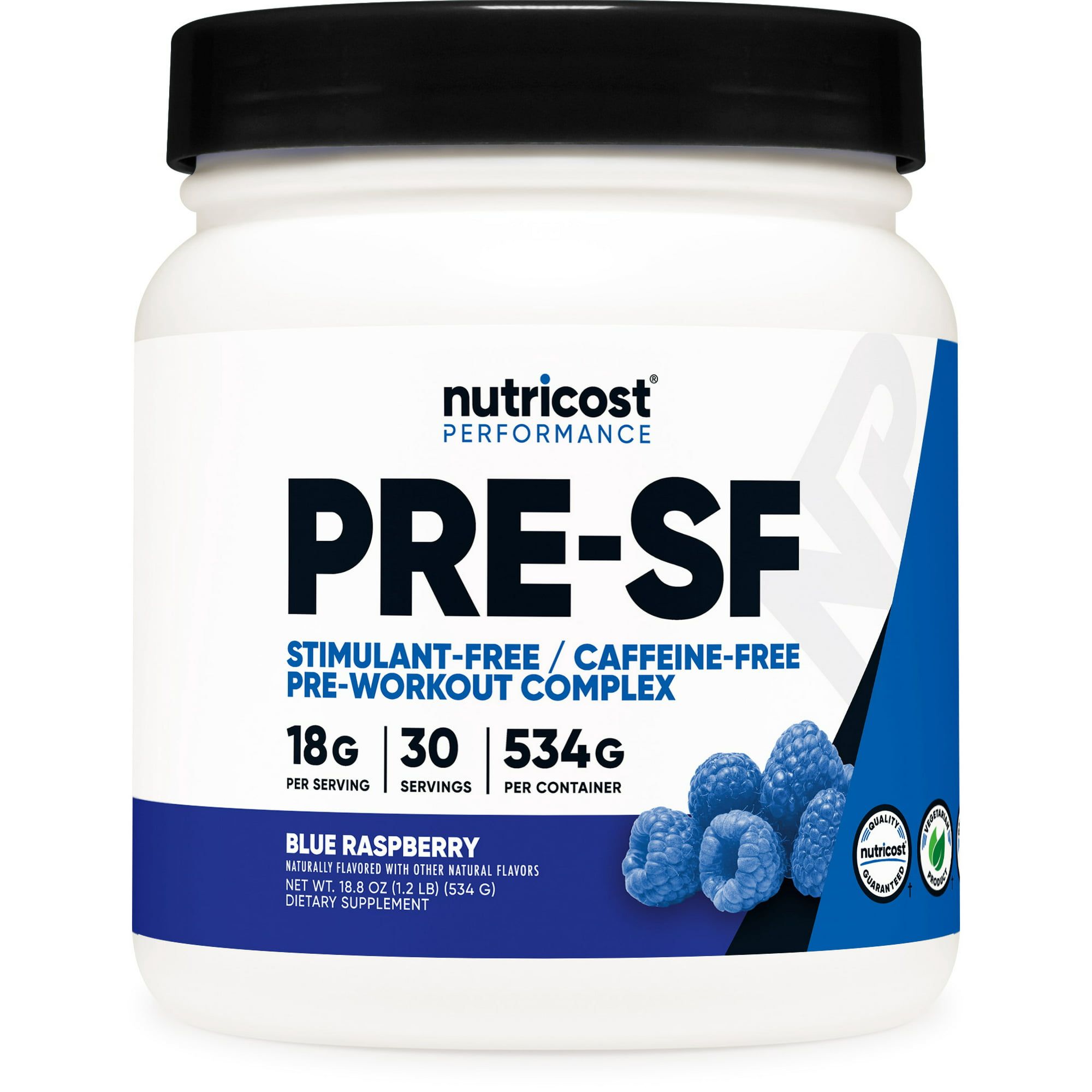 Nutricost Stim Free Pre Workout Powder Supplement, 30 Servings (Blue Raspberry)