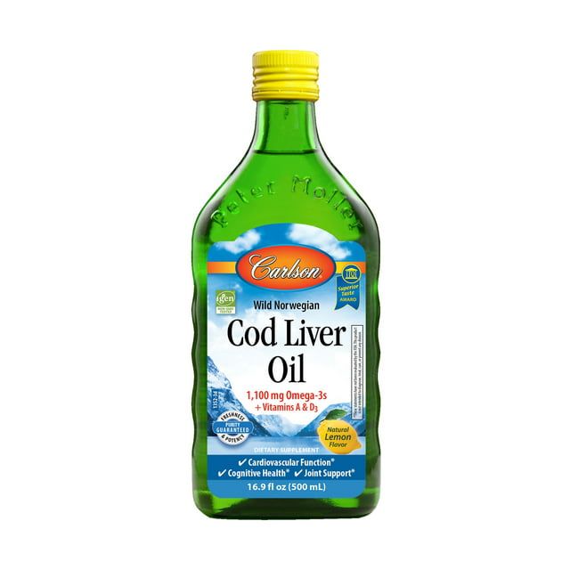 Carlson Labs Carlson Wild Norwegian Liquid Cod Liver Oil, 1100 mg Omega 3s, 16.9 fl oz, Lemon