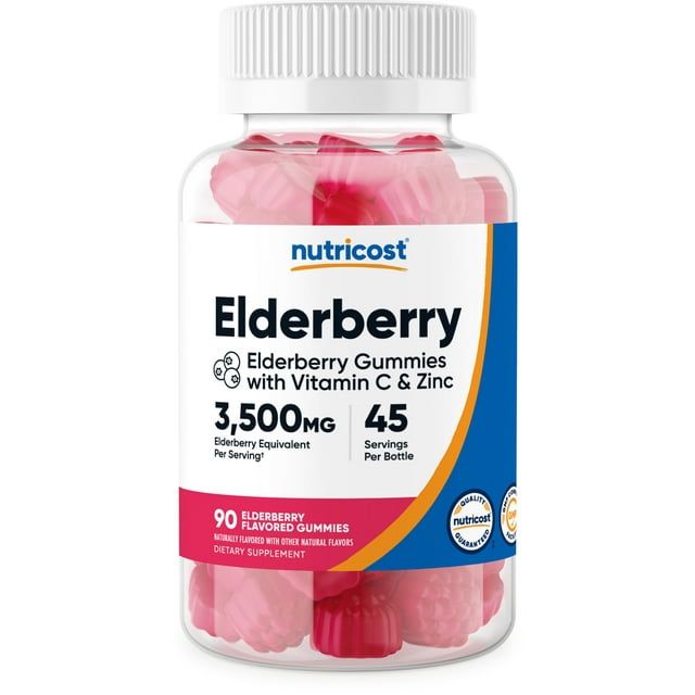 Nutricost Elderberry, 90 Gummies with Vitamin C and Zinc Gluten Free Supplement