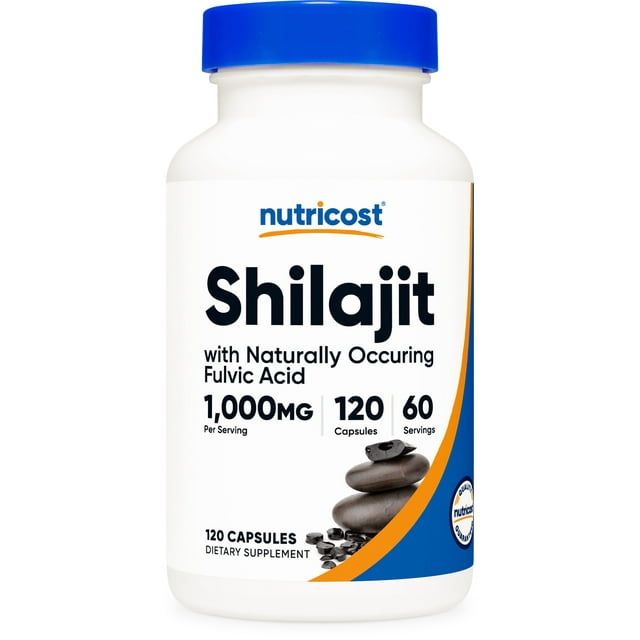 Nutricost Shilajit Capsules (120 Capsules, 60 Servings / 1,000 mg Shilajit Per Serving) | Shilajit Extract with Naturally Occuring Fulvic Acid Gluten Free, Non GMO, Vegan Friendly Dietary Supplement