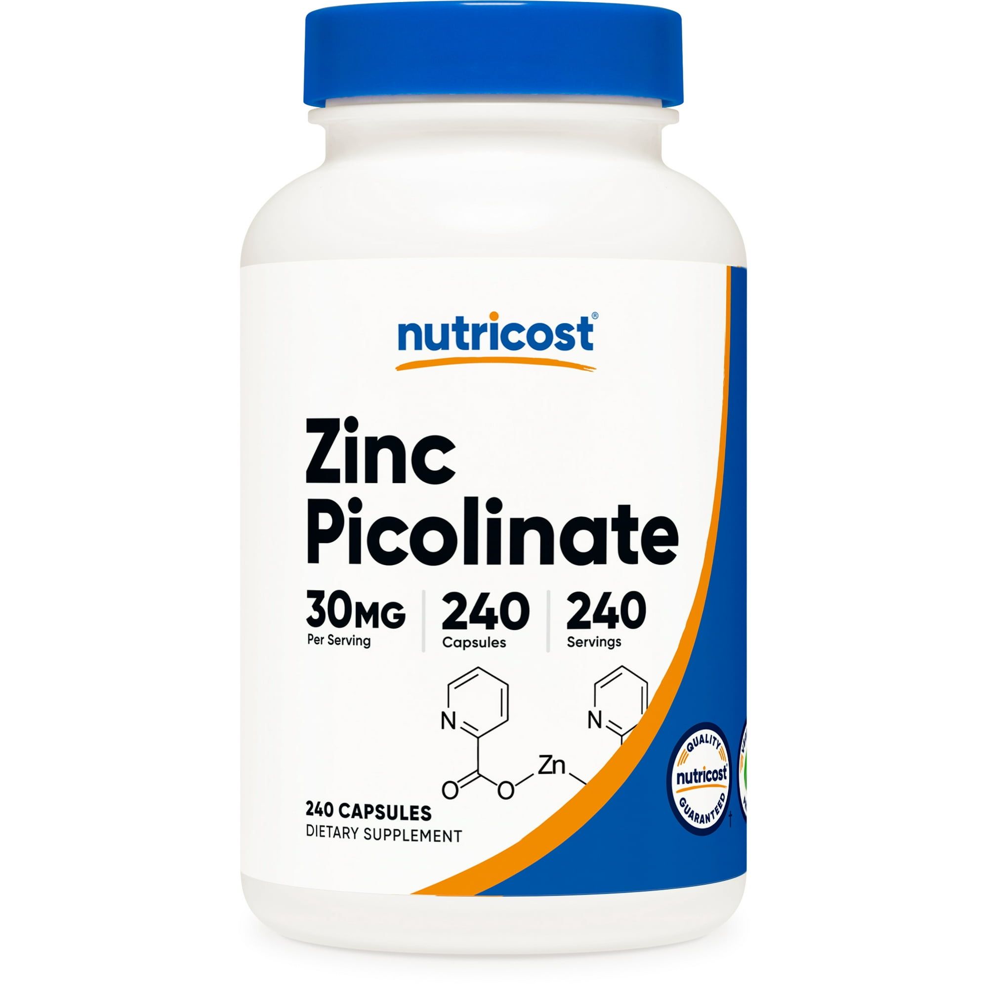 Nutricost Zinc Picolinate 30mg, 240 Capsules Gluten Free and Non GMO Supplement