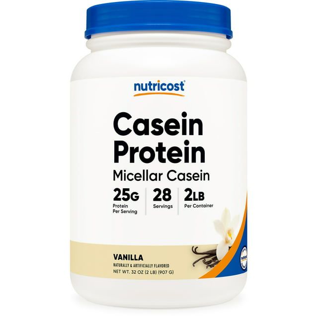 Nutricost Casein Protein Powder 2lb Vanilla 100% Micellar Casein