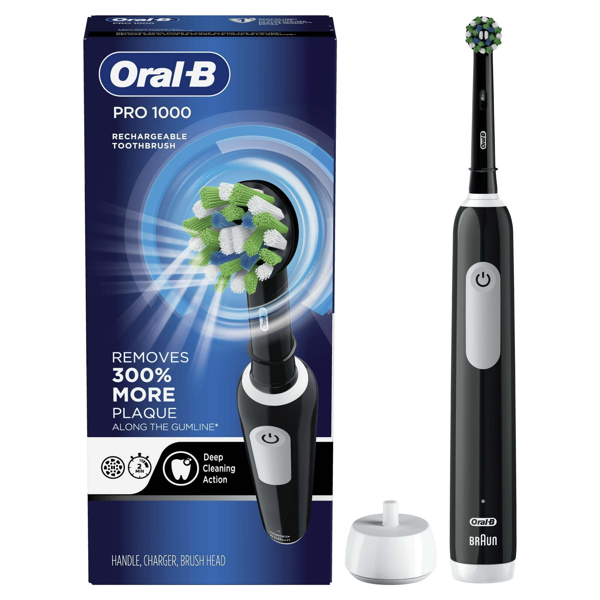 Oral B Pro 1000 Electric Toothbrush with (1) Brush Head, Rechargeable, Black