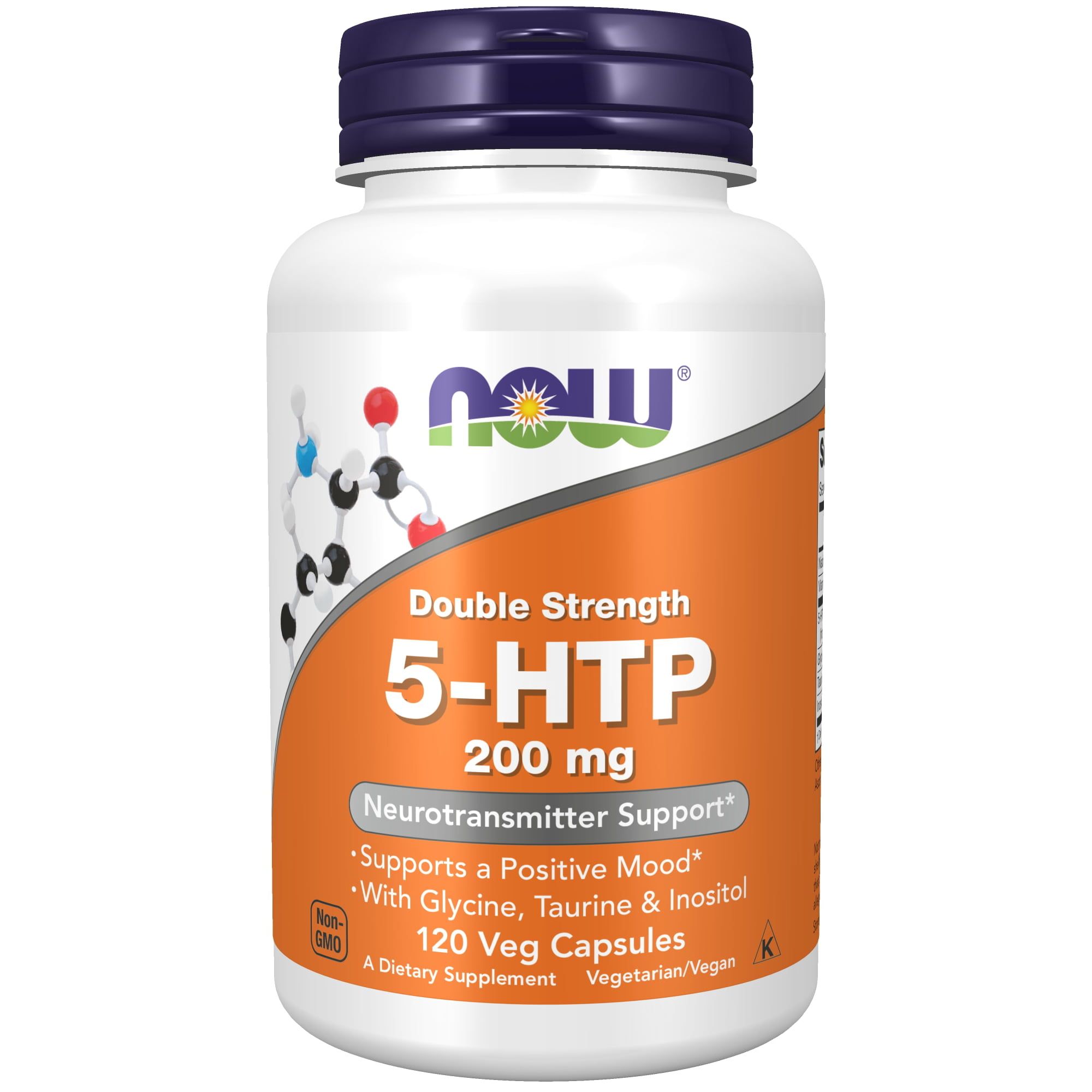 NOW Supplements, 5 HTP (5 hydroxytryptophan) 200 mg, Double Strength, Neurotransmitter Support*, 120 Veg Capsules