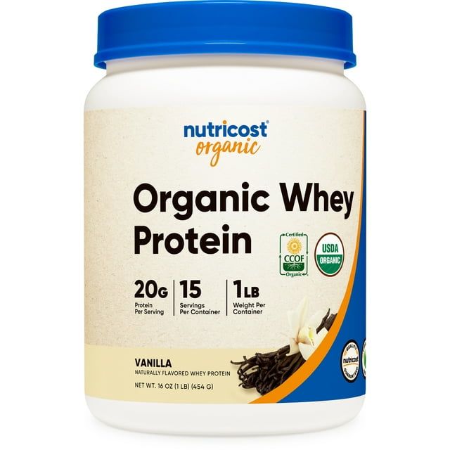 Nutricost Organic Whey Protein Powder (Vanilla) 1LB Non GMO