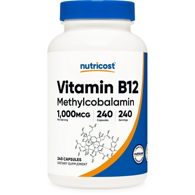 Nutricost Vitamin B12 (Methylcobalamin) 1000mcg, 240 Capsules Non GMO, Gluten Free