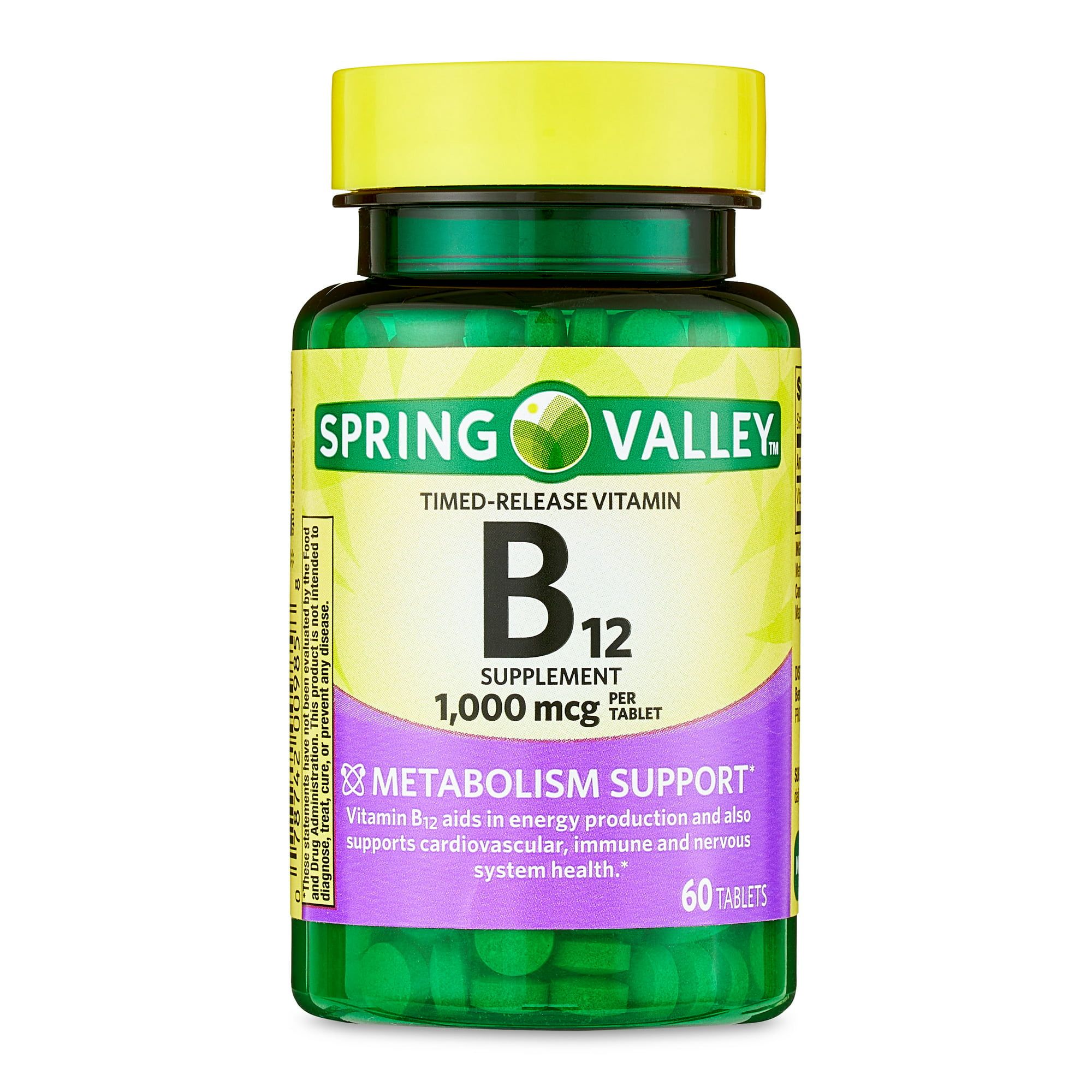 Spring Valley Timed Release Vitamin B12 Tablets, 1,000 mcg, 60 Count