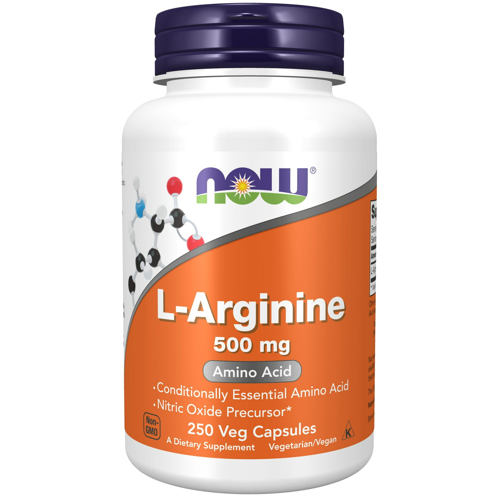 NOW Supplements, L Arginine 500 mg, Nitric Oxide Precursor*, Amino Acid, 250 Veg Capsules