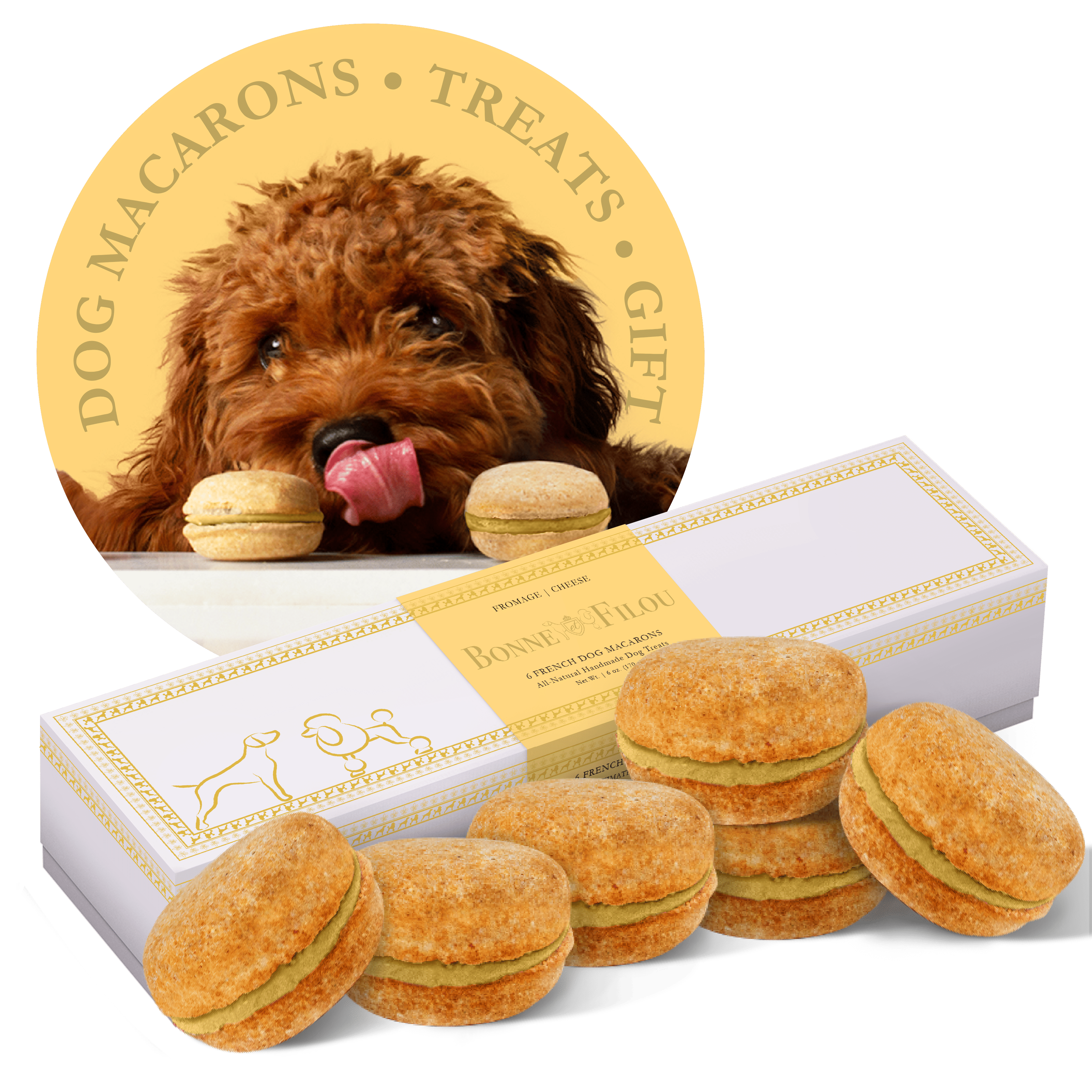 Bonne et Filou Dog Macarons Count of 6 (Dog Treats | Dog Gifts)