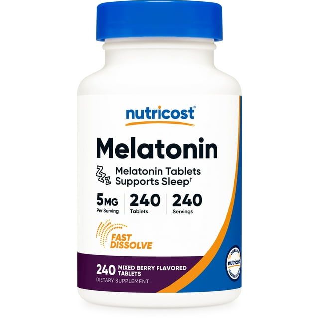 Nutricost Melatonin 5mg, 240 Fast Dissolve Tablets Non GMO, Gluten Free Supplement