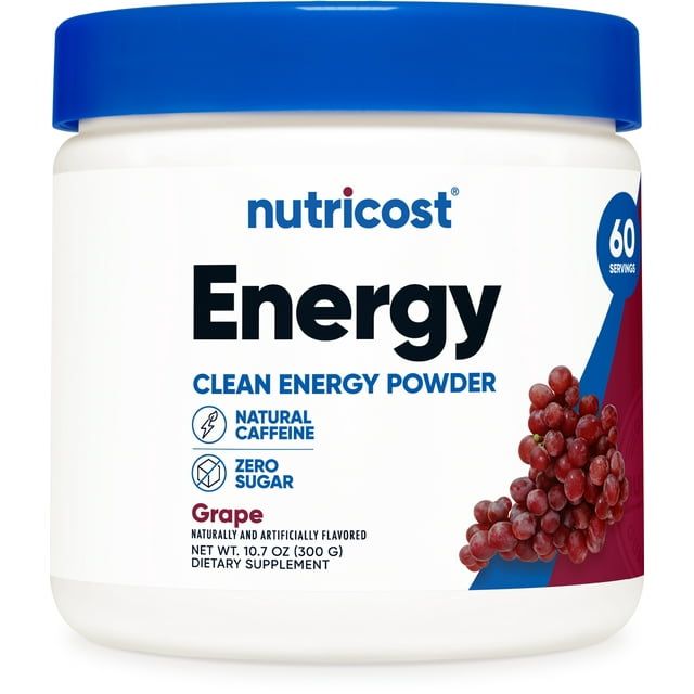 Nutricost Energy Drink Powder (Grape) (60 SERV) Pre Workout Supplement with Natural Flavors Non GMO, Gluten Free