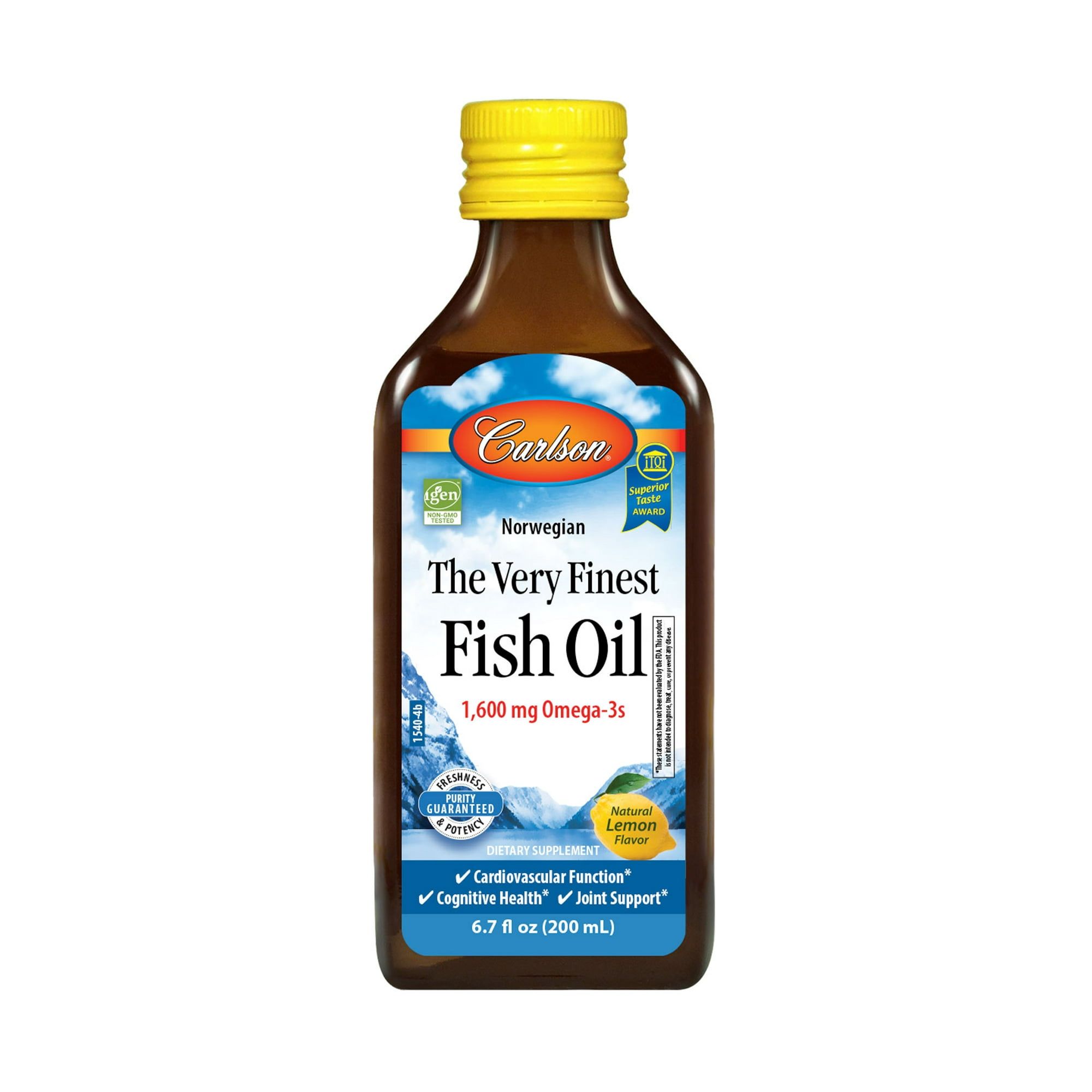 Carlson Labs Carlson Norwegian The Very Finest Fish Oil Liquid, 1600 mg Omega 3, Lemon, 6.7 Fl Oz.