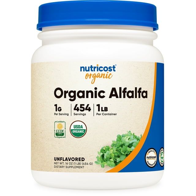 Nutricost Organic Alfalfa Powder 1LB Non GMO, Gluten Free, Supplement