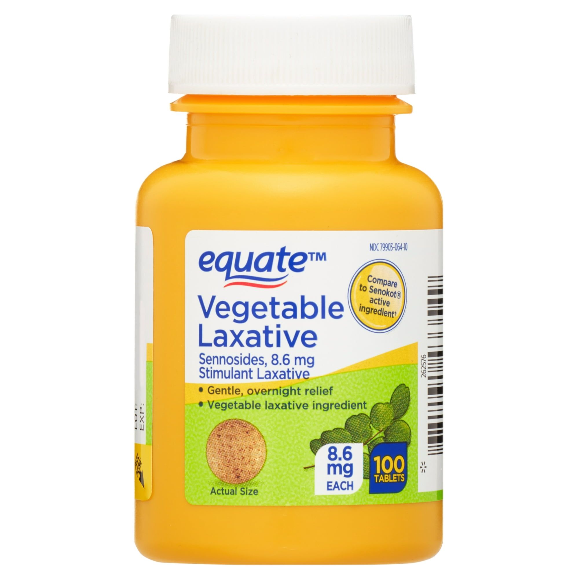 Equate Natural Vegetable Laxative, Sennosides Stimulant Stool Softener, 100 Tablets