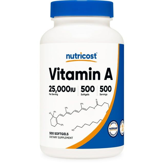 Nutricost Vitamin A 25000 IU, 500 Softgels, Non GMO, Gluten Free