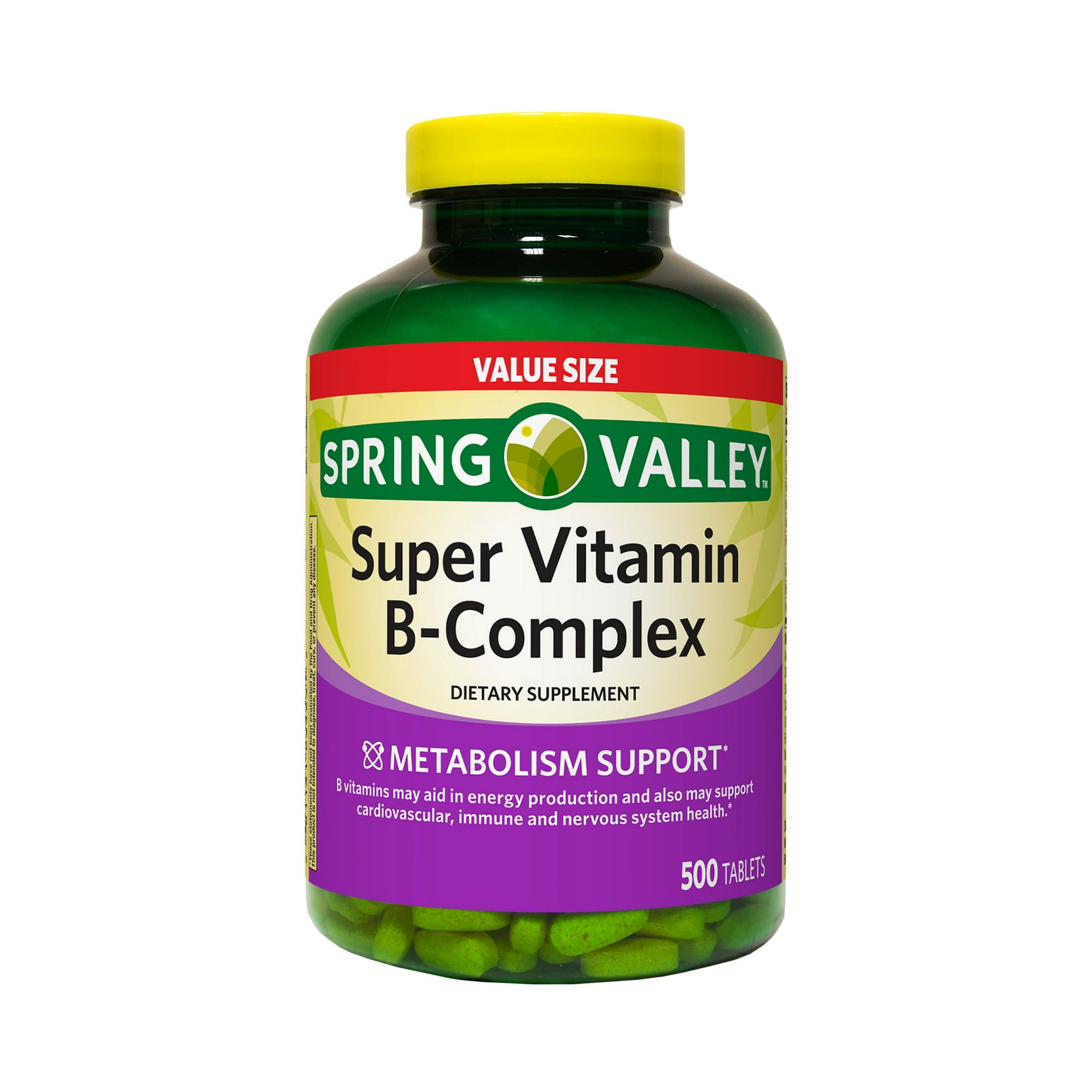 Spring Valley Super Vitamin B Complex Tablets Dietary Supplement Value Size, 500 Count