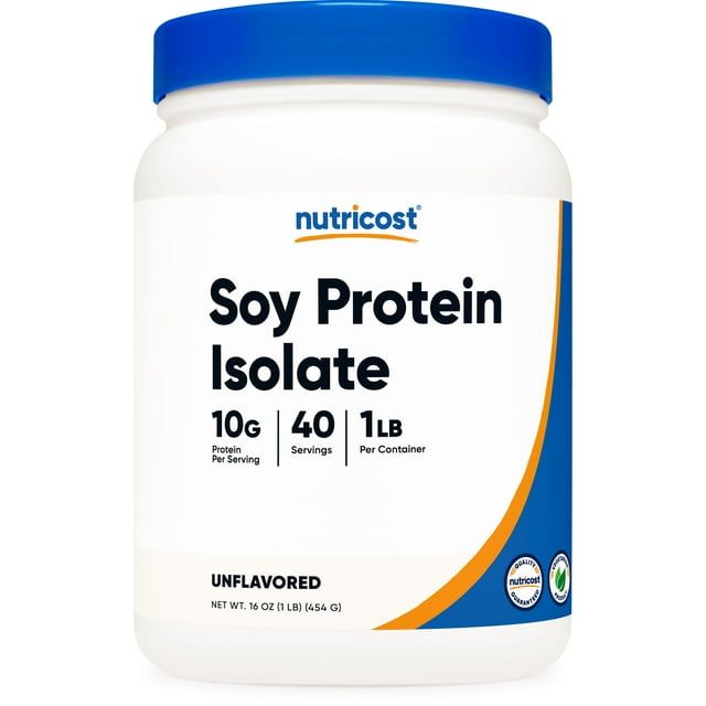 Nutricost Soy Protein Powder, 1 lb Unflavored Vegetarian, Non GMO & Gluten Free