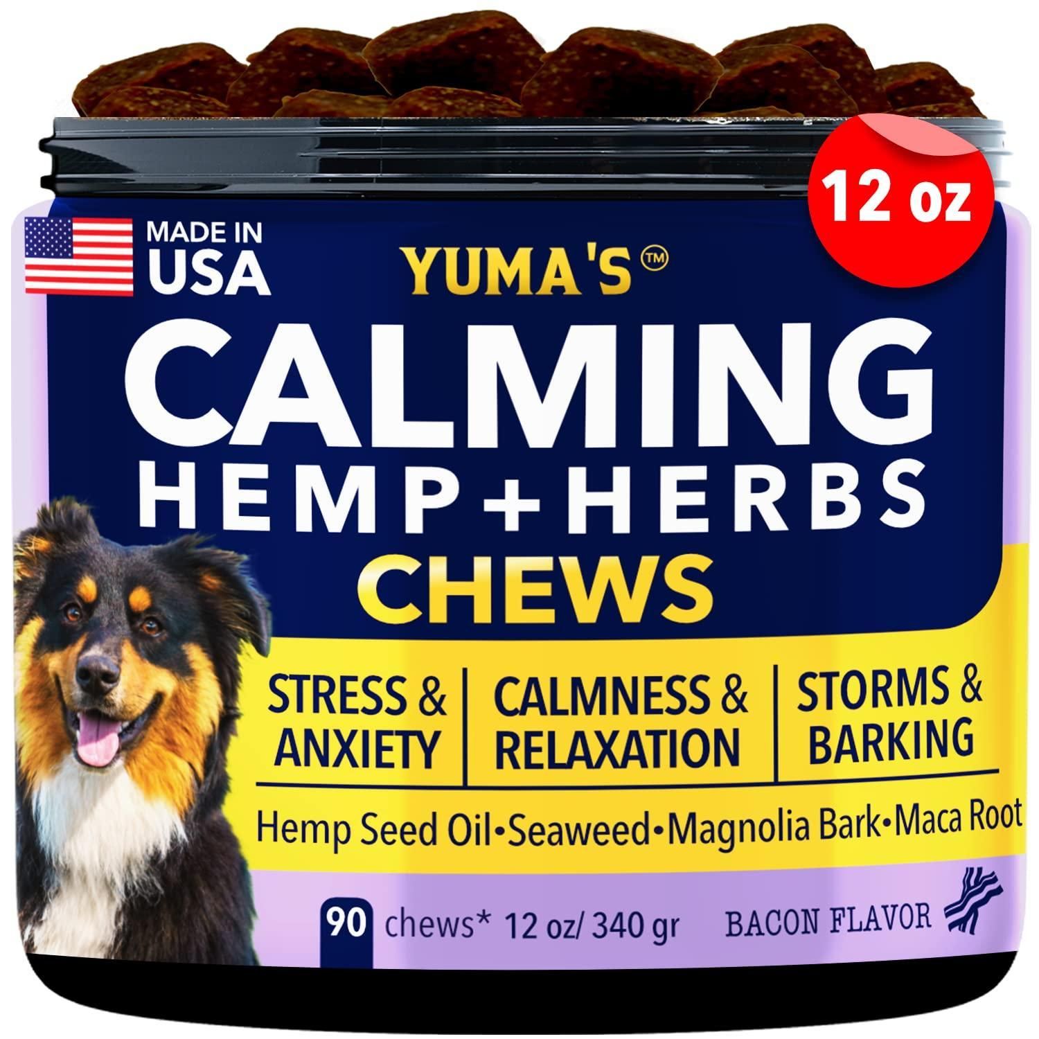 Yuma'S Hemp Calming Chews for Dogs with Anxiety and Stress Dog Calming Treats Dog Anxiety Relief 90 Chews