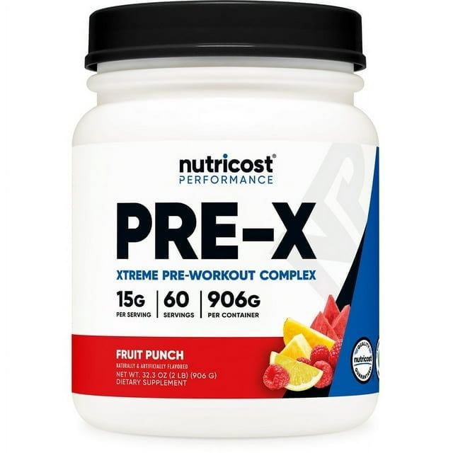 Nutricost Pre X Xtreme Pre Workout Complex Powder, Fruit Punch, 60 Servings, Vegetarian, Non GMO and Gluten Free