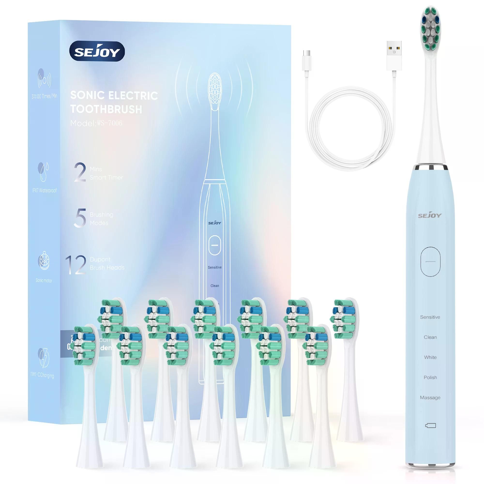 SEJOY Oral Cleaning Electric Tooth Brushes Long Lasting Smart Rechargeable Automatic Ultrasonic Electric Toothbrush