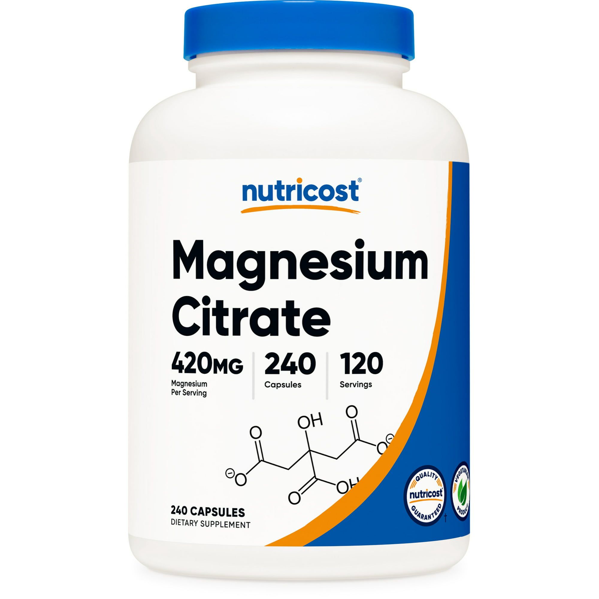 Nutricost Magnesium Citrate 420mg, 60 Servings, 240 Capsules Non GMO, Gluten Free Supplement
