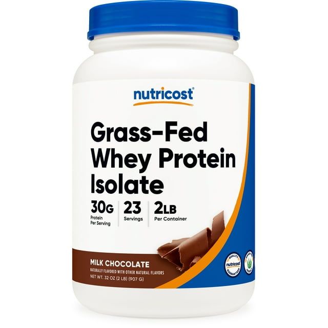 Nutricost Grass Fed Whey Protein Isolate (Chocolate) 2LBS Non GMO, Gluten Free
