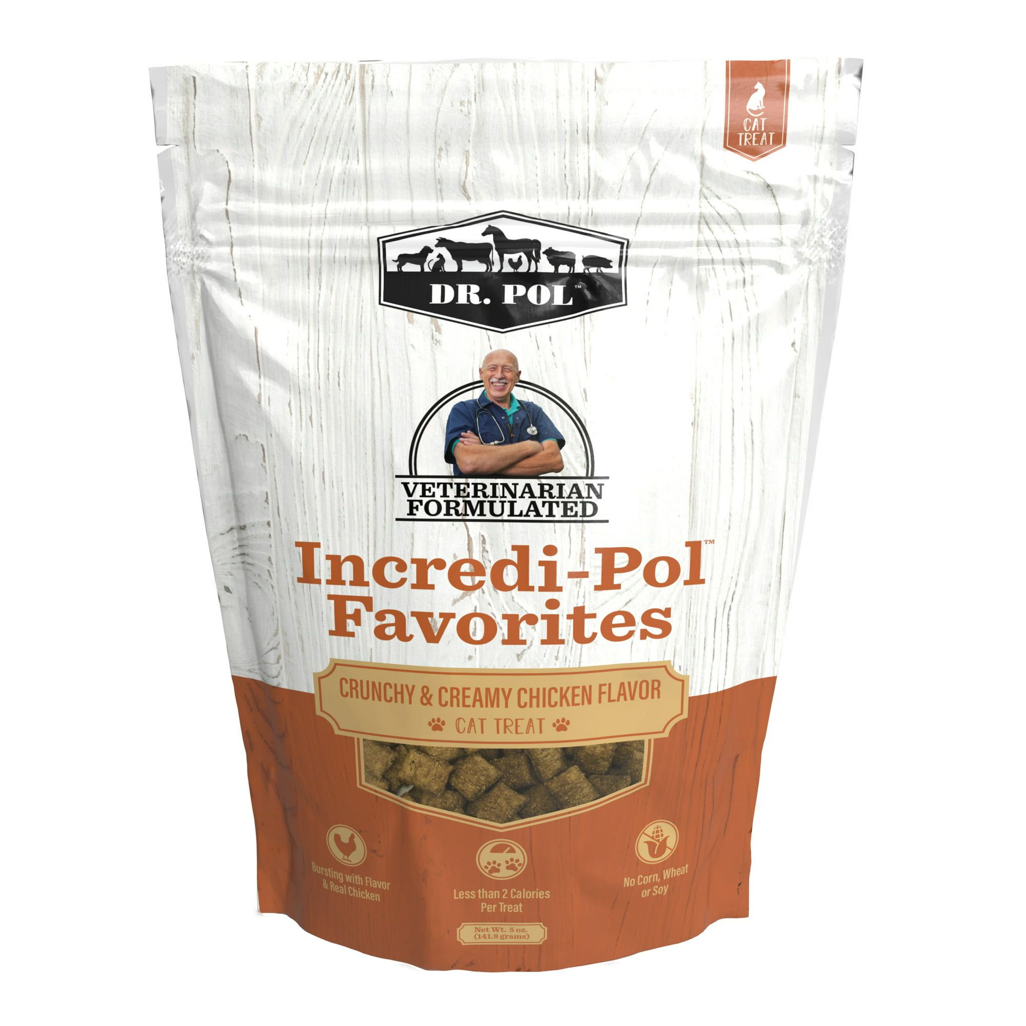 Dr. Pol Incredi Pol Favorites Crunchy Shell/Creamy Center Chicken Flavor Cat Treats, 5 oz. Bag