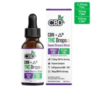 CBDfx Delta-9 THC Oil Drops + CBN + CBD: Sweet Dreams Blend - 30ml - 1500mg, 67.5mg THC